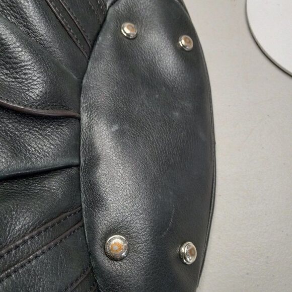 b. makowsky Black Leather Large Shoulder/Hobo bag Cottagecore Granny Chic - Picture 7 of 13